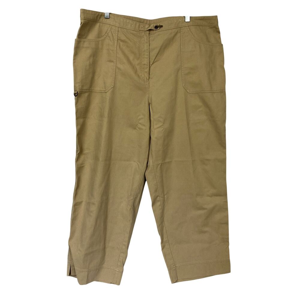Ralph Lauren Capri Pants Womens 20W Beige Twill Adjustable Waist Safari 42x28